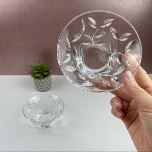 Glass Floral Crystal Bowls Dishes Set Of 2 Decorative Candy Dish